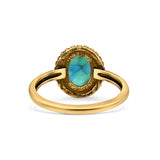 Petite Dainty Lab Opal Ring Solid Round Oxidized 925 Sterling Silver