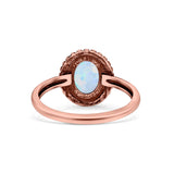 Petite Dainty Lab Opal Ring Solid Round Oxidized 925 Sterling Silver