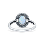Petite Dainty Lab Opal Ring Solid Round Oxidized 925 Sterling Silver