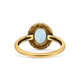 Petite Dainty Lab Opal Ring Solid Round Oxidized 925 Sterling Silver