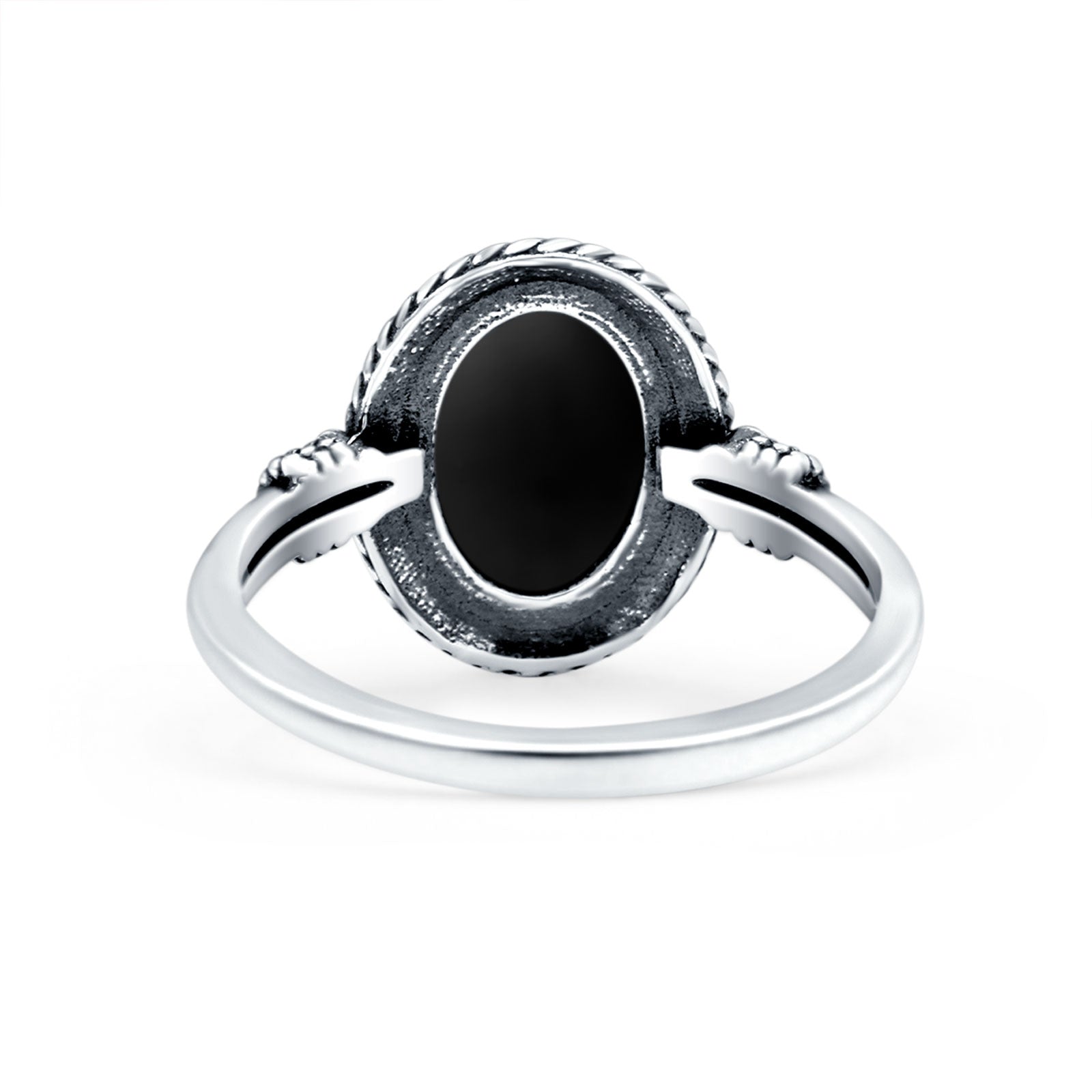 Petite Dainty Vintage Style Lab Opal Ring Solid Oval Oxidized 925 Sterling Silver