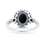 Vintage Style Petite Dainty Lab Opal Ring Solid Oval Oxidized 925 Sterling Silver