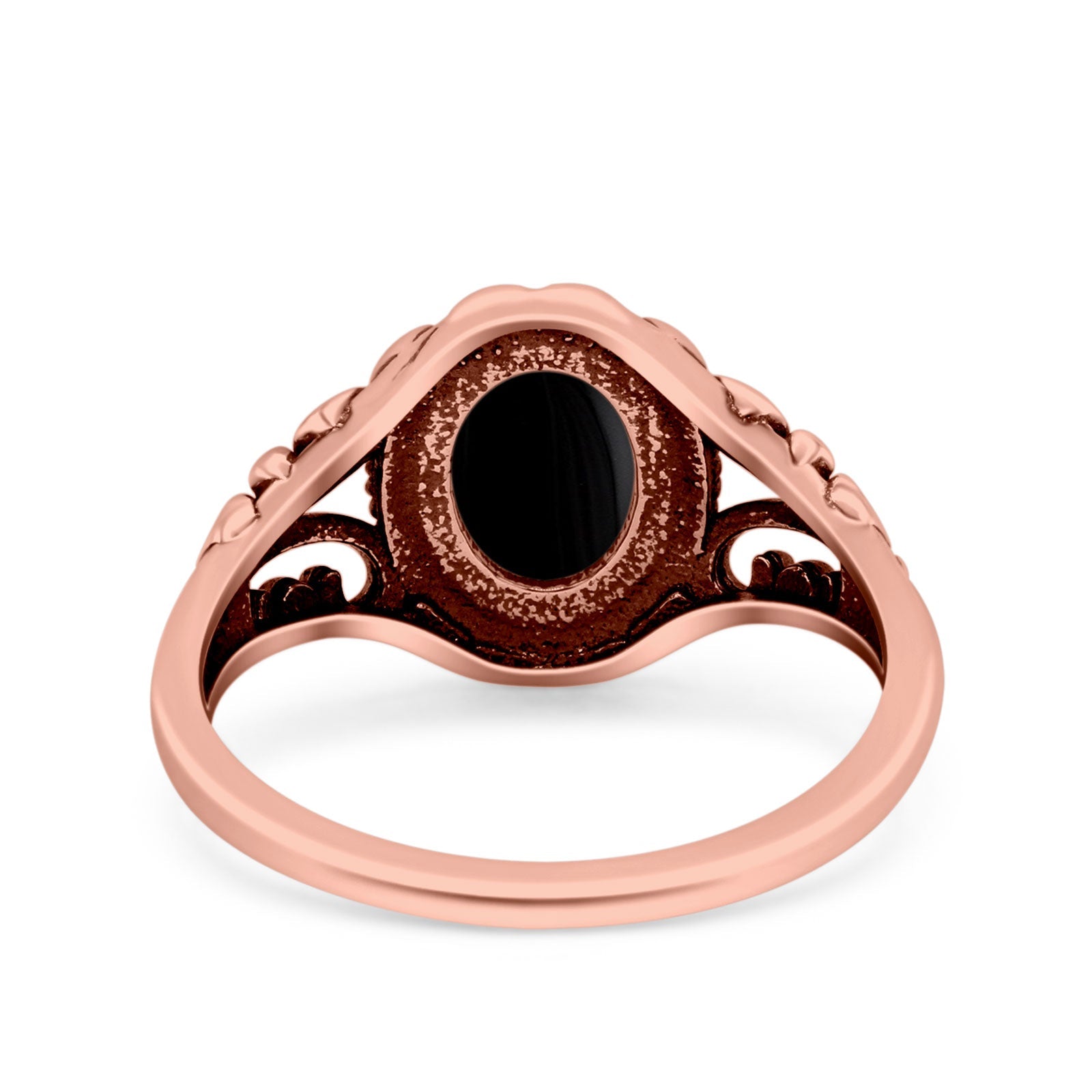 Filigree Vintage Style Oval Lab Opal Ring Solid Oxidized 925 Sterling Silver