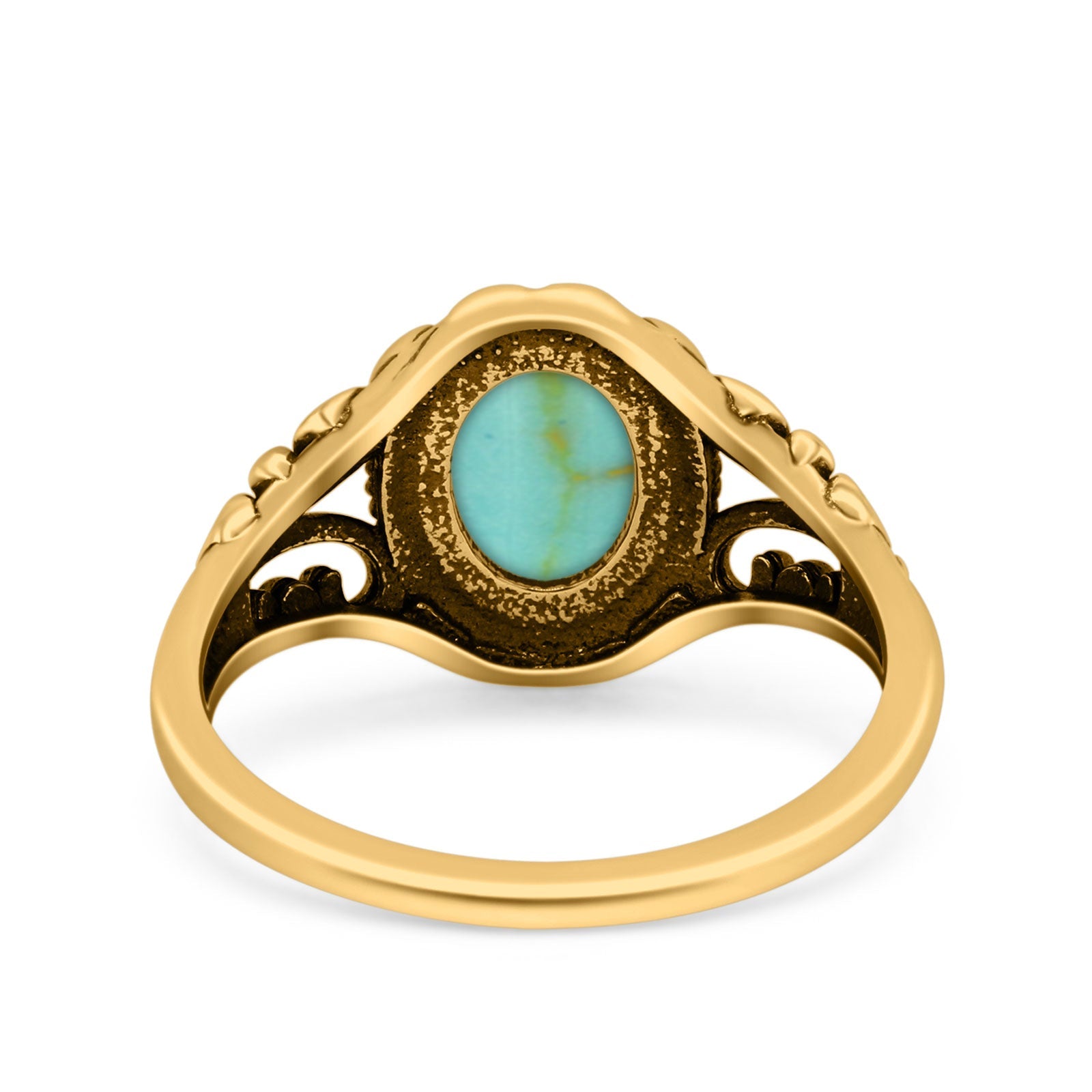 Filigree Vintage Style Oval Lab Opal Ring Solid Oxidized 925 Sterling Silver