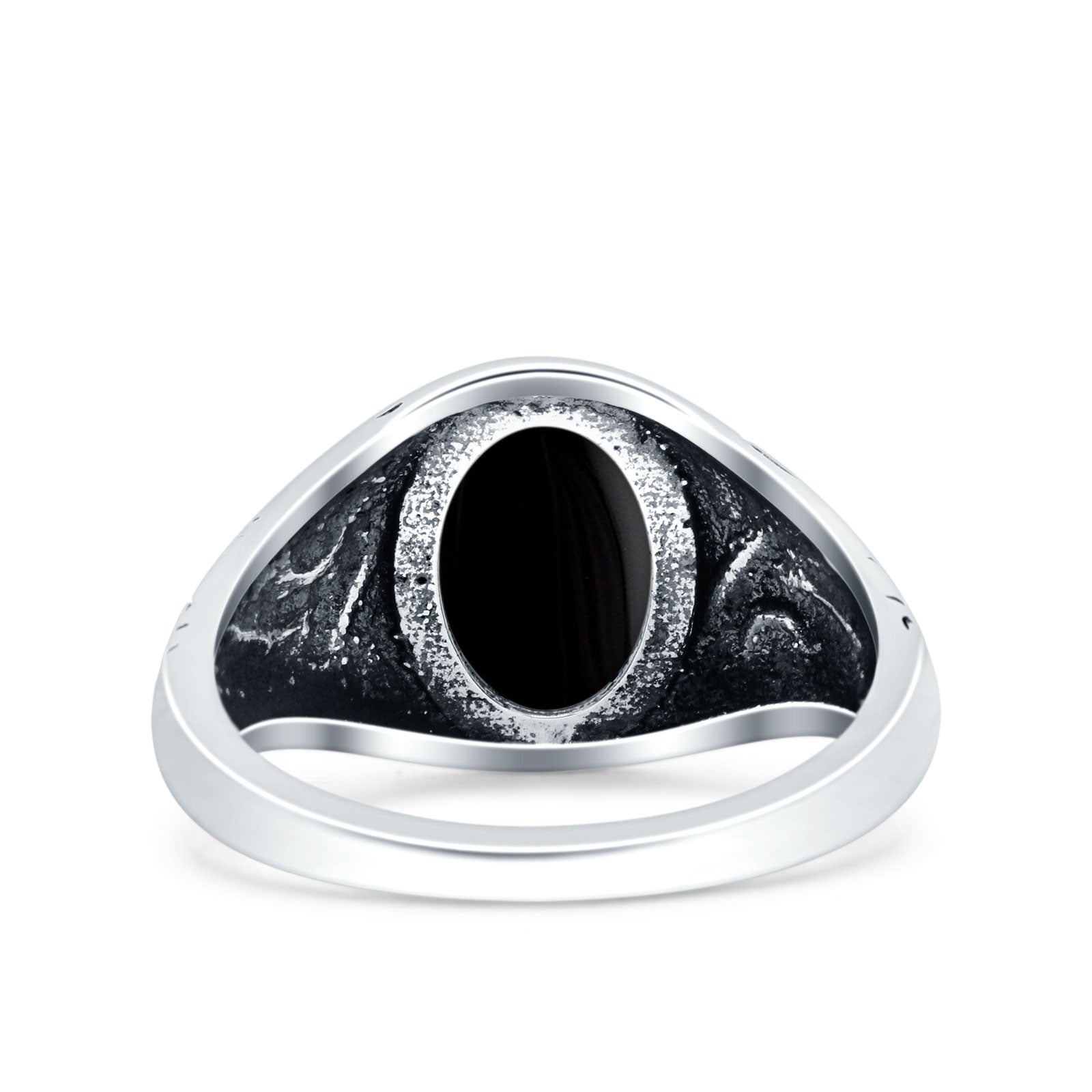 Petite Dainty Vintage Style Lab Opal Ring Solid Oval Oxidized 925 Sterling Silver