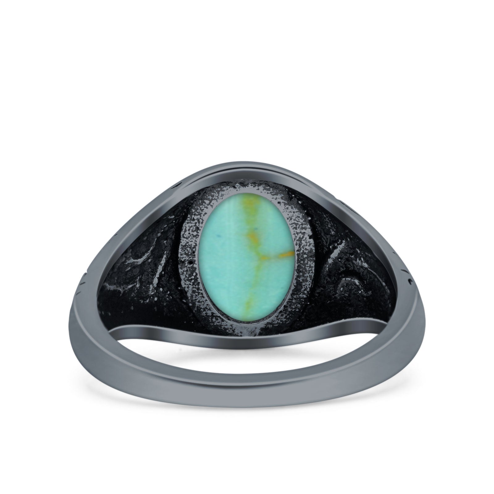 Petite Dainty Vintage Style Lab Opal Ring Solid Oval Oxidized 925 Sterling Silver