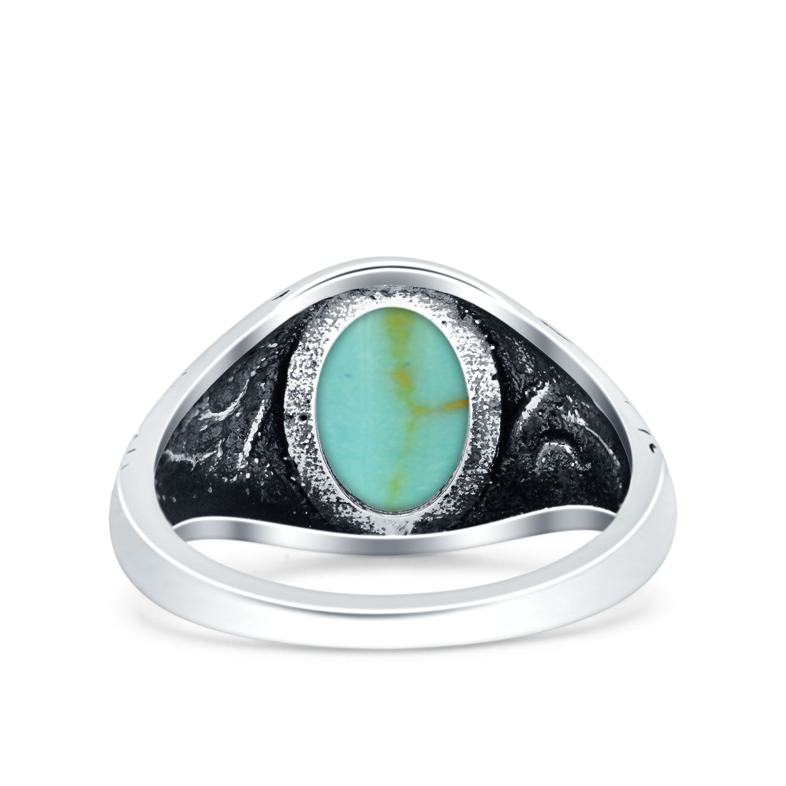 Petite Dainty Vintage Style Lab Opal Ring Solid Oval Oxidized 925 Sterling Silver