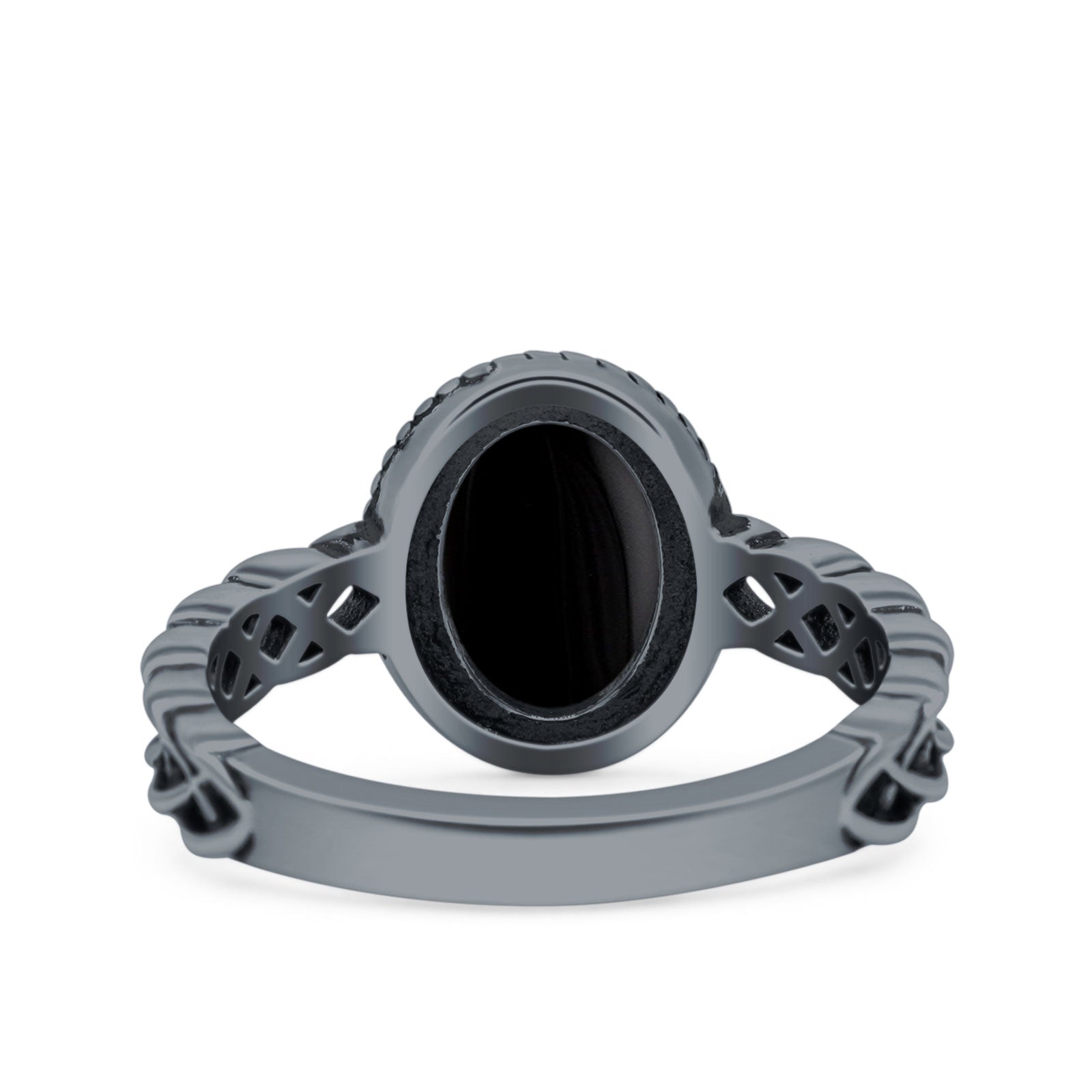 Petite Dainty Cross Vintage Style Lab Opal Ring Solid Oval Oxidized 925 Sterling Silver