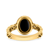 Petite Dainty Cross Vintage Style Lab Opal Ring Solid Oval Oxidized 925 Sterling Silver