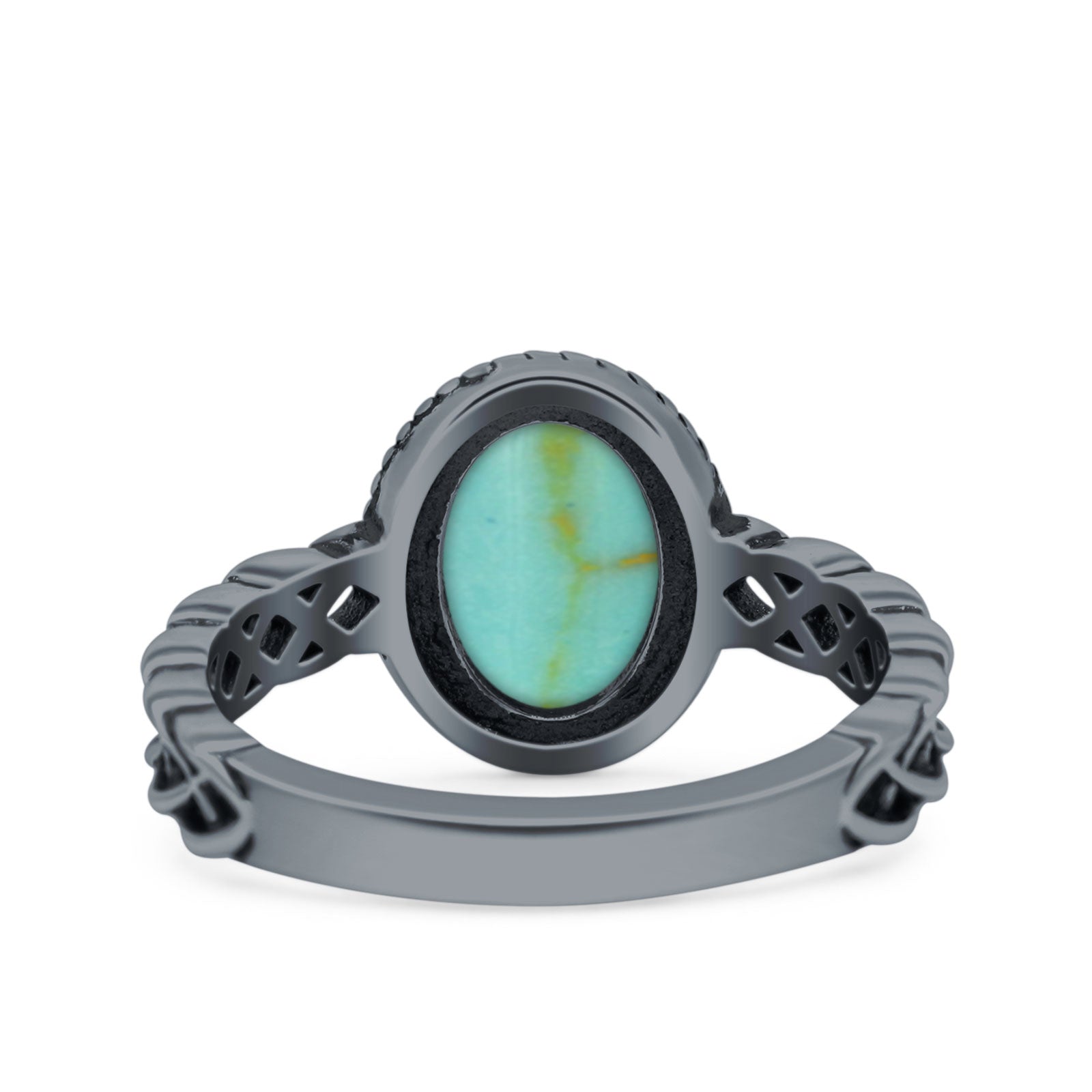 Petite Dainty Cross Vintage Style Lab Opal Ring Solid Oval Oxidized 925 Sterling Silver