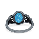 Petite Dainty Butterfly Lab Opal Ring Solid Oval Oxidized 925 Sterling Silver