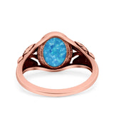 Petite Dainty Butterfly Lab Opal Ring Solid Oval Oxidized 925 Sterling Silver