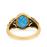 Petite Dainty Butterfly Lab Opal Ring Solid Oval Oxidized 925 Sterling Silver