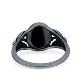 Petite Dainty Butterfly Lab Opal Ring Solid Oval Oxidized 925 Sterling Silver