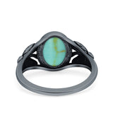 Petite Dainty Butterfly Lab Opal Ring Solid Oval Oxidized 925 Sterling Silver