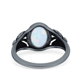 Petite Dainty Butterfly Lab Opal Ring Solid Oval Oxidized 925 Sterling Silver