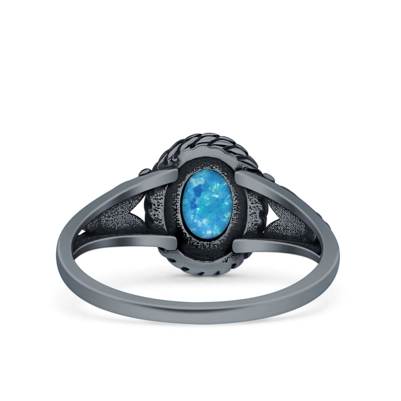 Filigree Petite Dainty Lab Opal Ring Solid Oval Oxidized 925 Sterling Silver