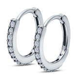 Half Eternity Huggie Hoop Earrings Round Simulated Cubic Zirconia 925 Sterling Silver (16mm)