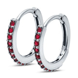 Half Eternity Huggie Hoop Earrings Round Simulated Cubic Zirconia 925 Sterling Silver (16mm)