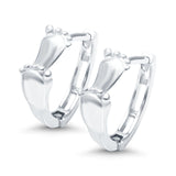 Baby Feet Design Hoop Huggie Earrings 925 Sterling Silver