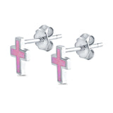 Cross Stud Earrings Lab Created Opal 925 Sterling Silver