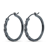 Halo Design Simulated Cubic Zirconia Round Hoop Earrings 925 Sterling Silver (3mmx22mm)