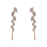 Marquise Leaf Style Fish Hook Threader Earrings Cubic Zirconia 925 Sterling Silver