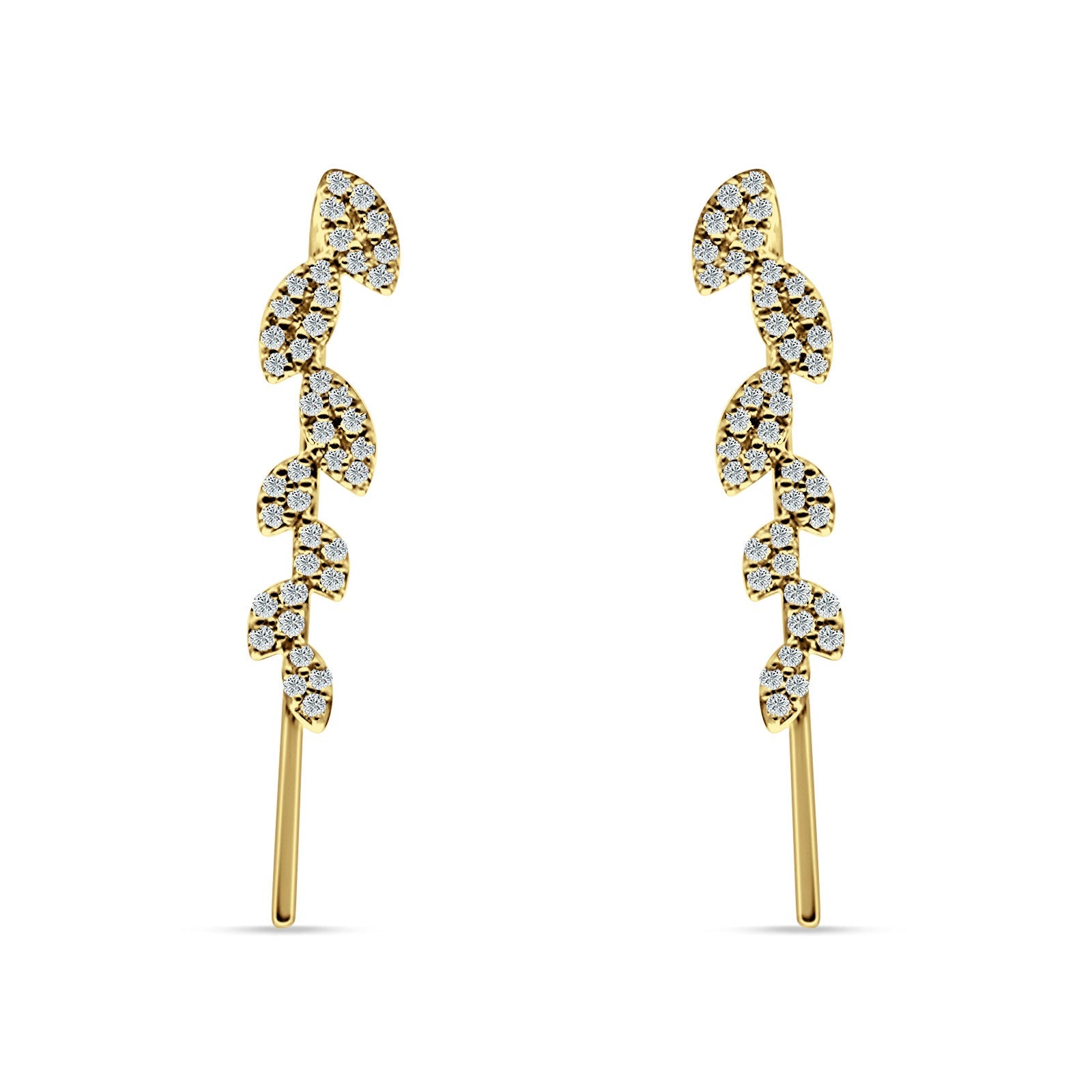 Marquise Leaf Style Fish Hook Threader Earrings Cubic Zirconia 925 Sterling Silver