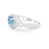 Heart Promise Ring Round Simulated Cubic Zirconia  925 Sterling Silver