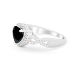 Heart Promise Ring Round Simulated Cubic Zirconia  925 Sterling Silver