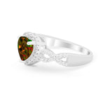 Heart Promise Ring Round Simulated Cubic Zirconia  925 Sterling Silver