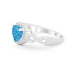 Heart Promise Ring Round Simulated Cubic Zirconia  925 Sterling Silver
