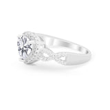 Heart Promise Ring Round Simulated Cubic Zirconia  925 Sterling Silver
