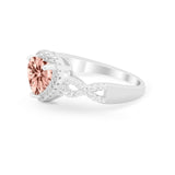 Heart Promise Ring Round Simulated Cubic Zirconia  925 Sterling Silver
