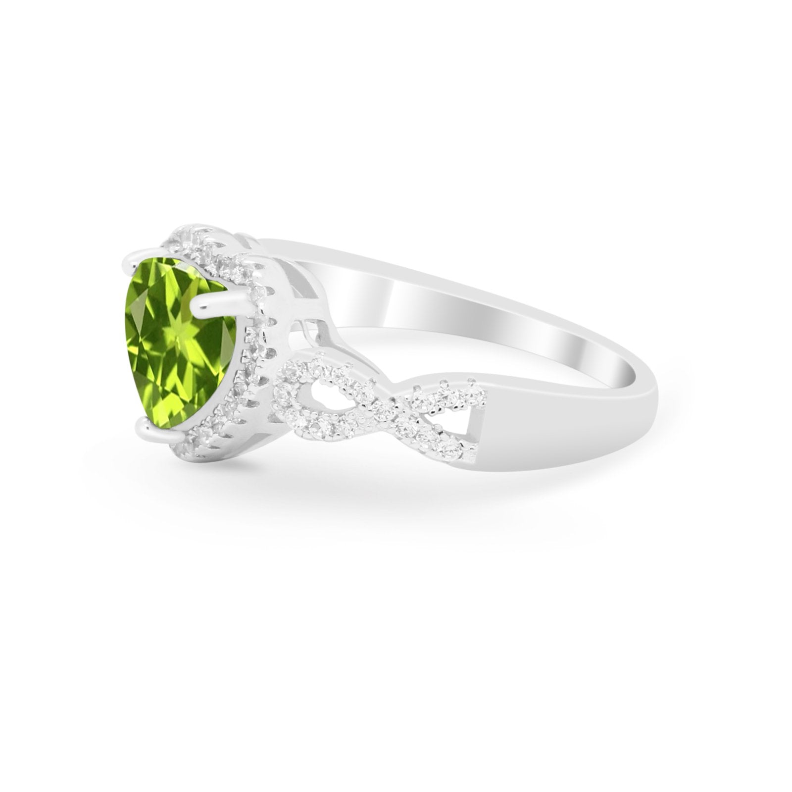 Heart Promise Ring Round Simulated Cubic Zirconia  925 Sterling Silver