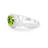 Heart Promise Ring Round Simulated Cubic Zirconia  925 Sterling Silver