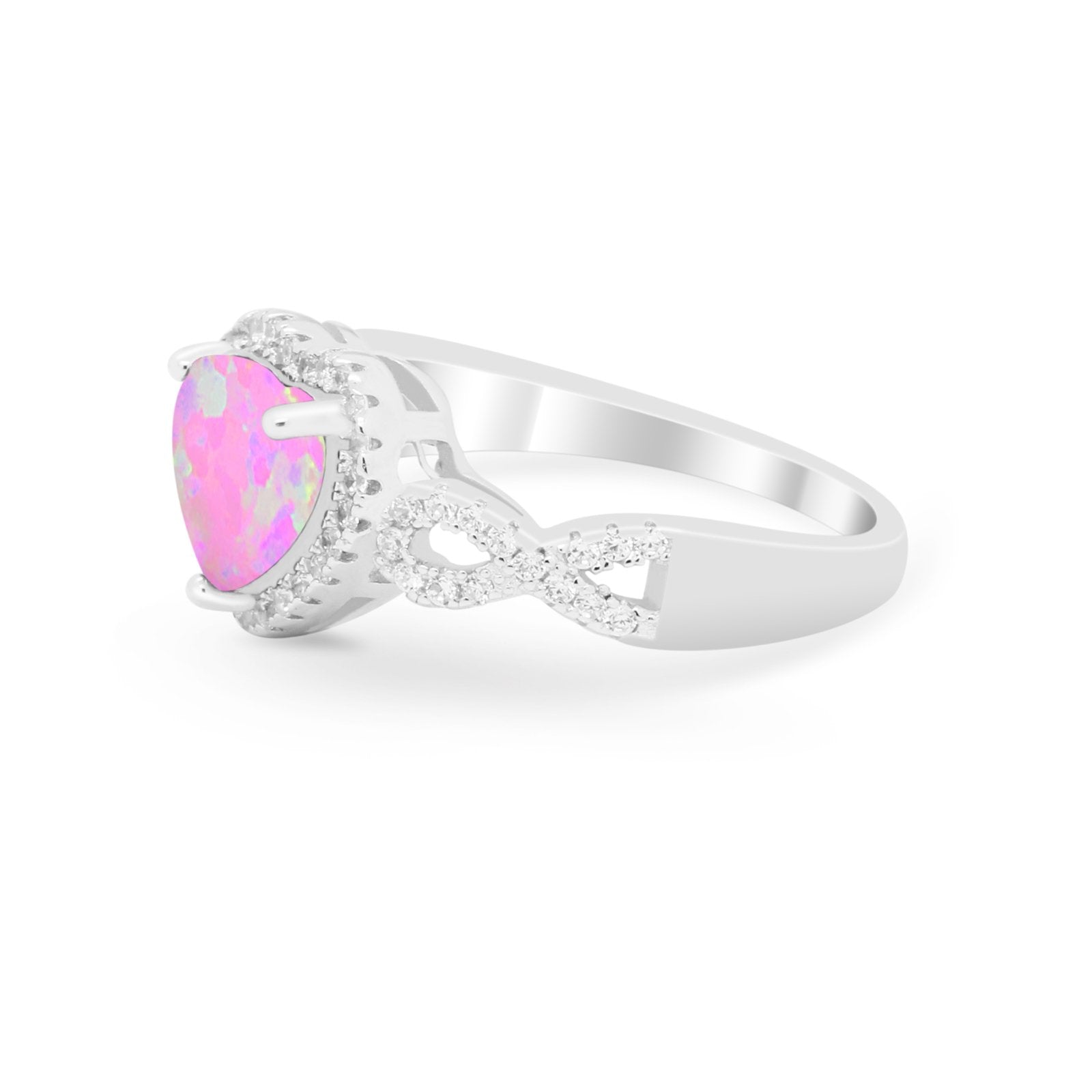 Heart Promise Ring Round Simulated Cubic Zirconia  925 Sterling Silver