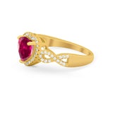 Heart Promise Ring Round Simulated Cubic Zirconia  925 Sterling Silver