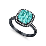Engagement Ring Solitaire Cushion Simulated Cubic Zirconia 925 Sterling Silver