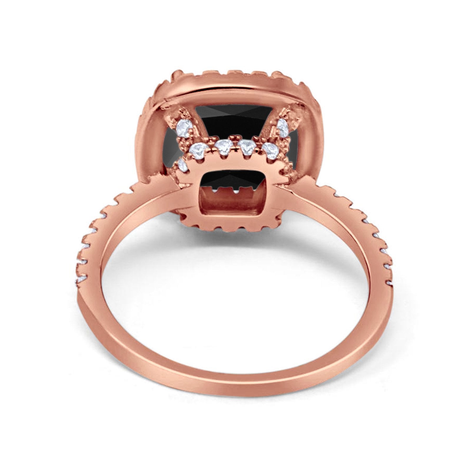 Engagement Ring Solitaire Cushion Simulated Cubic Zirconia 925 Sterling Silver