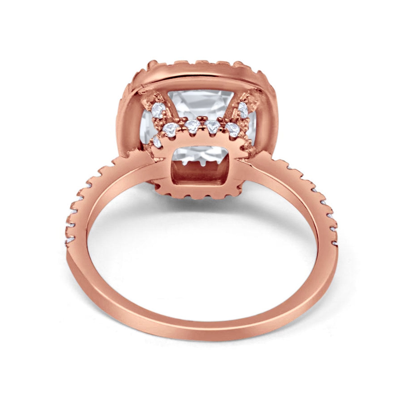 Engagement Ring Solitaire Cushion Simulated Cubic Zirconia 925 Sterling Silver