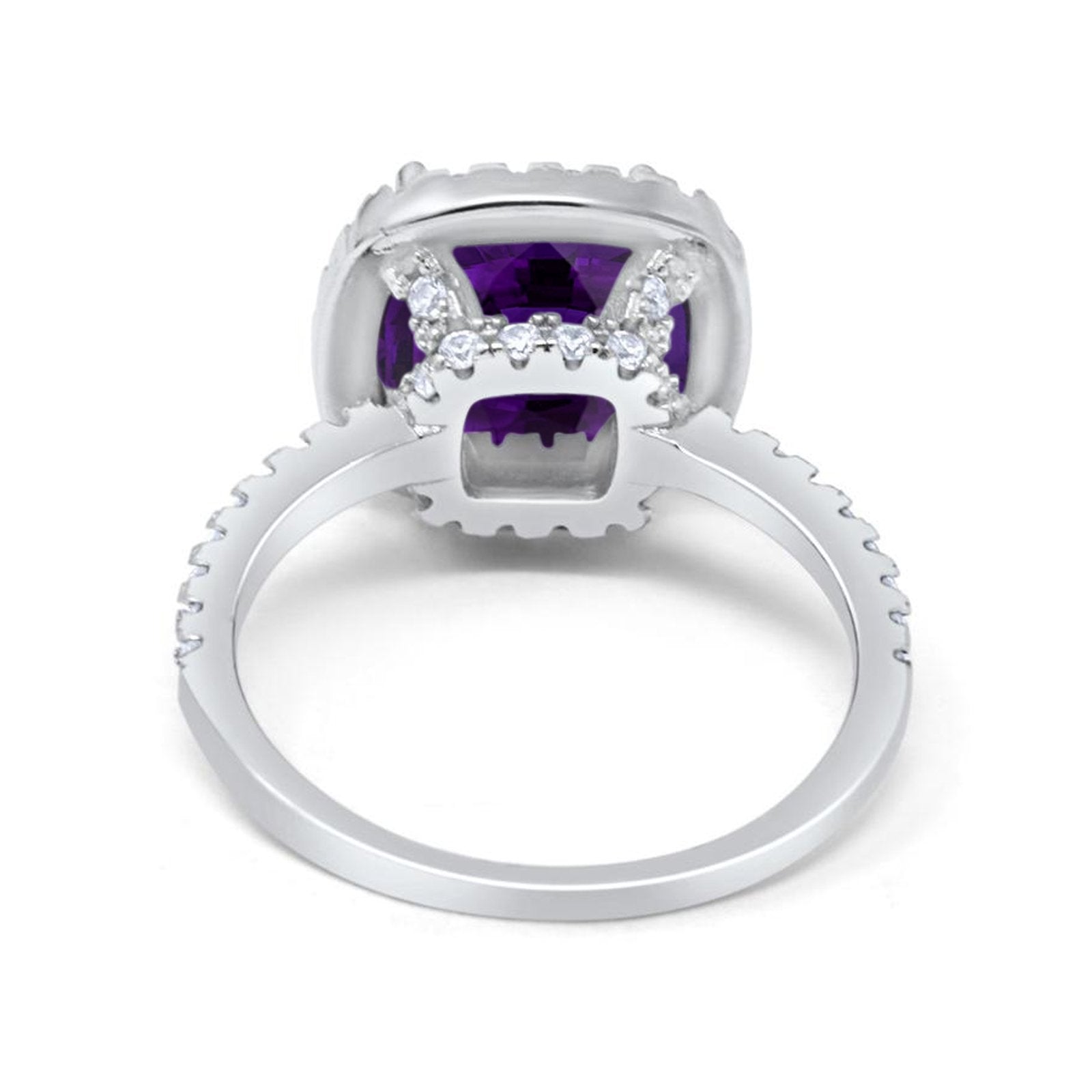 Engagement Ring Solitaire Cushion Simulated Cubic Zirconia 925 Sterling Silver