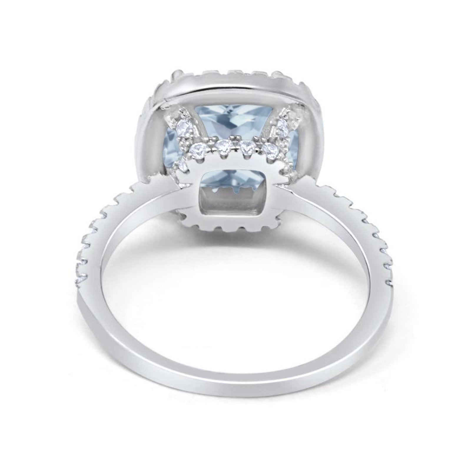 Engagement Ring Solitaire Cushion Simulated Cubic Zirconia 925 Sterling Silver