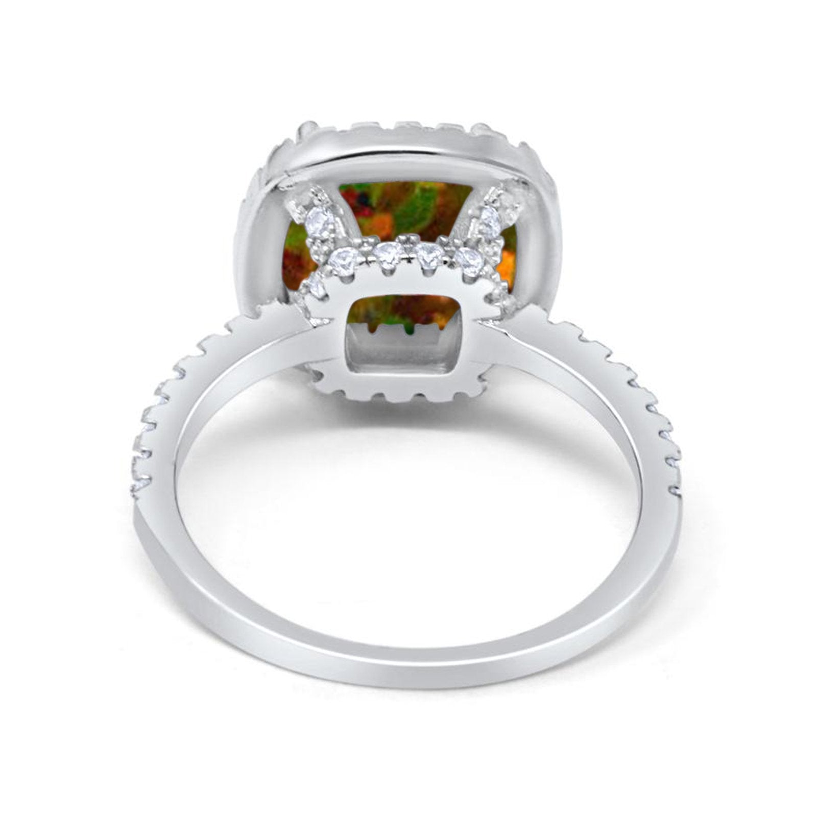 Engagement Ring Solitaire Cushion Simulated Cubic Zirconia 925 Sterling Silver