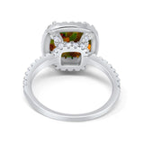Engagement Ring Solitaire Cushion Simulated Cubic Zirconia 925 Sterling Silver
