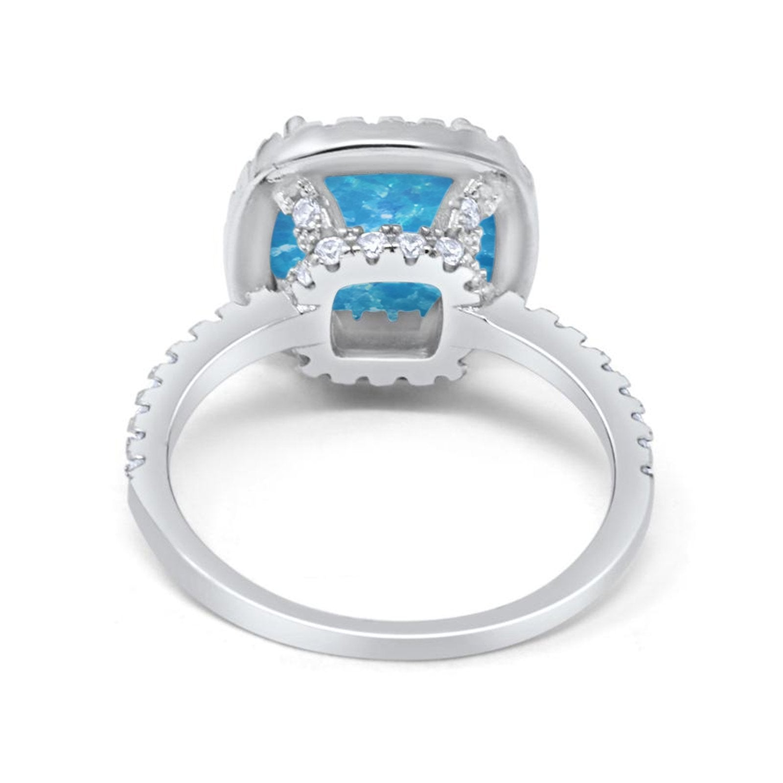 Engagement Ring Solitaire Cushion Simulated Cubic Zirconia 925 Sterling Silver