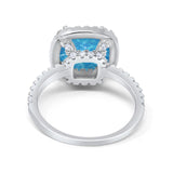 Engagement Ring Solitaire Cushion Simulated Cubic Zirconia 925 Sterling Silver