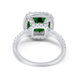 Engagement Ring Solitaire Cushion Simulated Cubic Zirconia 925 Sterling Silver