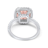 Engagement Ring Solitaire Cushion Simulated Cubic Zirconia 925 Sterling Silver