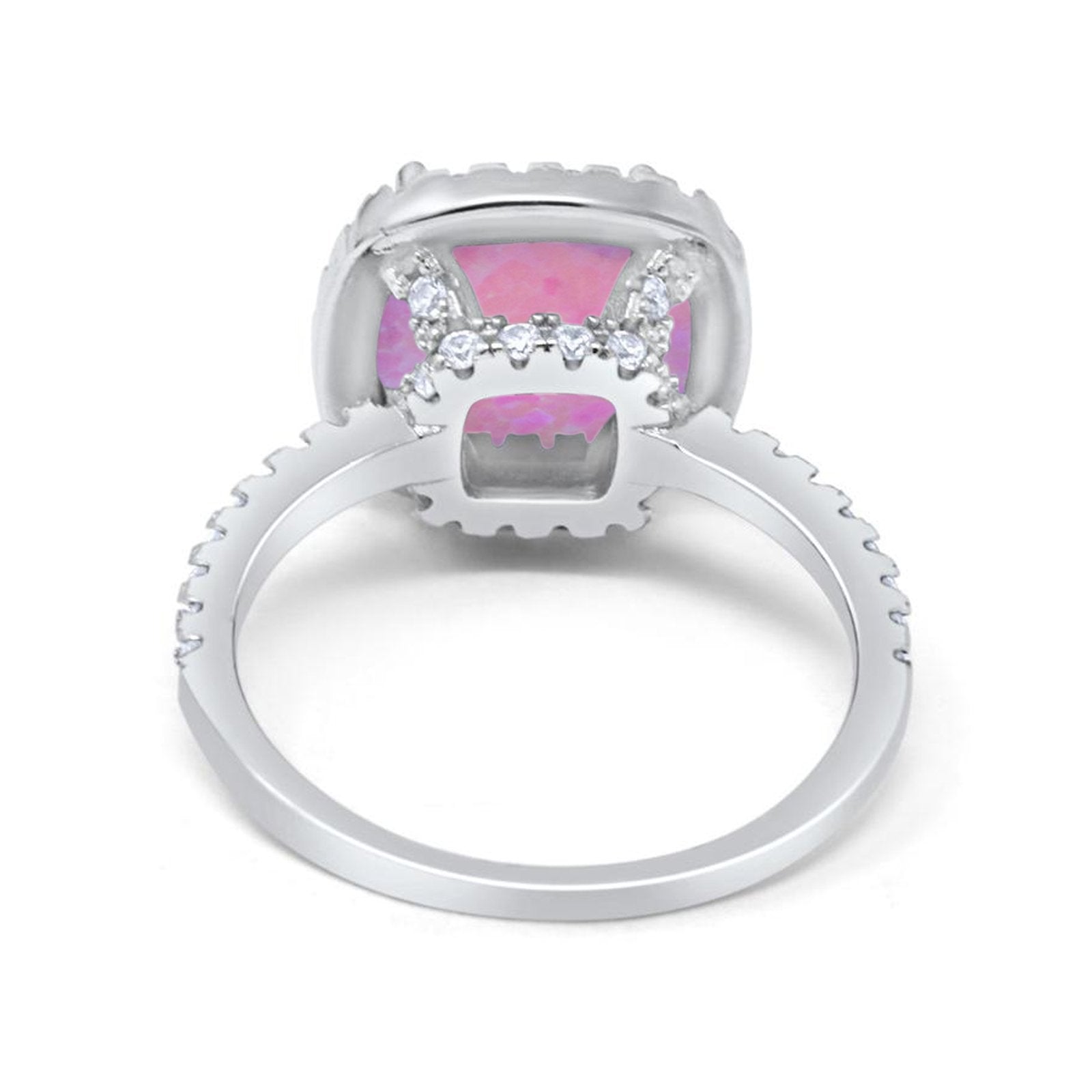 Engagement Ring Solitaire Cushion Simulated Cubic Zirconia 925 Sterling Silver